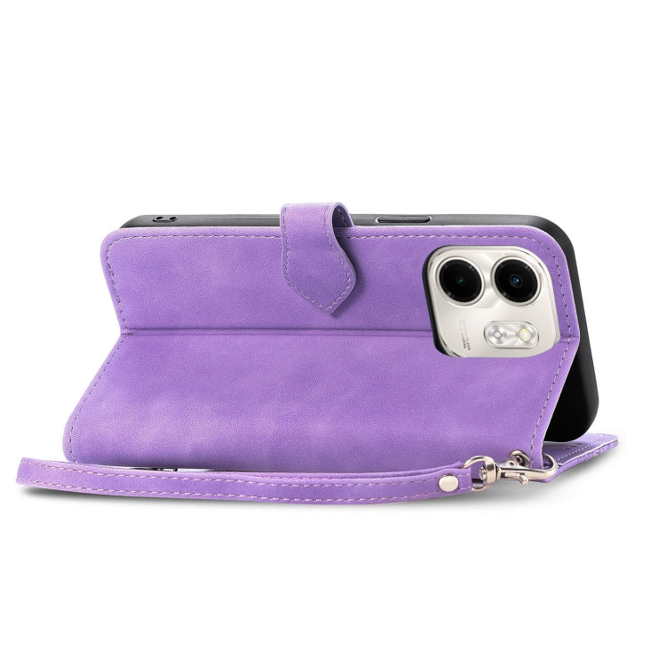 For Infinix Smart 9 Embossed Flower Zipper Leather Phone Case