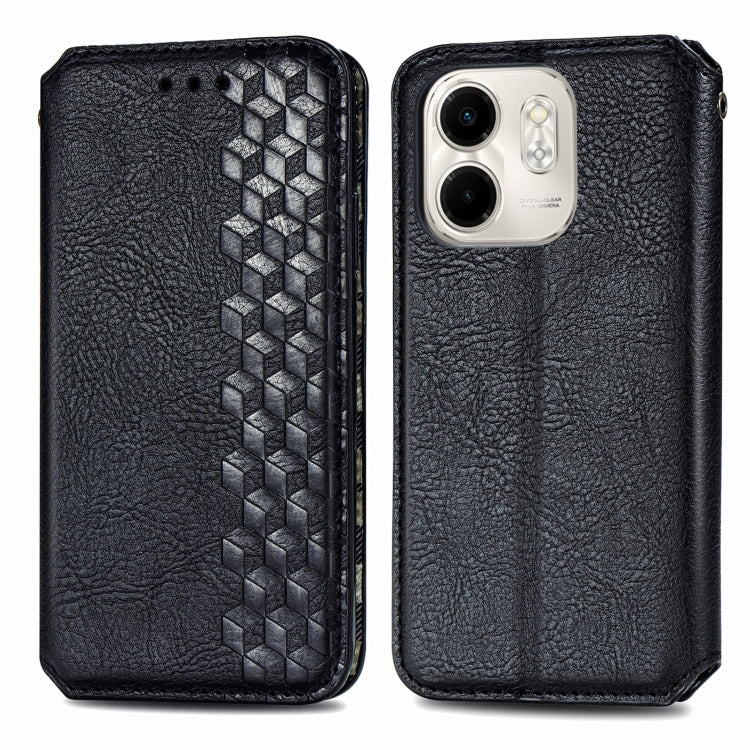 For Infinix Smart 9 Cubic Grid Pressed Magnetic Leather Phone Case