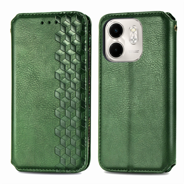 For Infinix Smart 9 Cubic Grid Pressed Magnetic Leather Phone Case