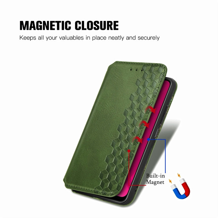For Infinix Smart 9 Cubic Grid Pressed Magnetic Leather Phone Case