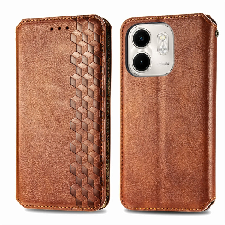 For Infinix Smart 9 Cubic Grid Pressed Magnetic Leather Phone Case