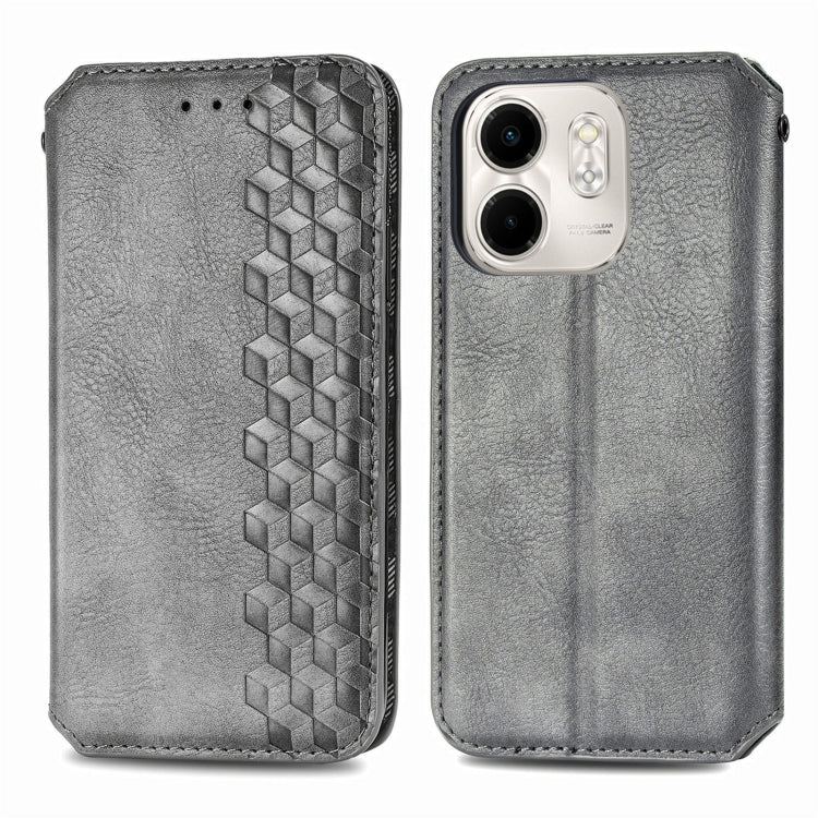 For Infinix Smart 9 Cubic Grid Pressed Magnetic Leather Phone Case
