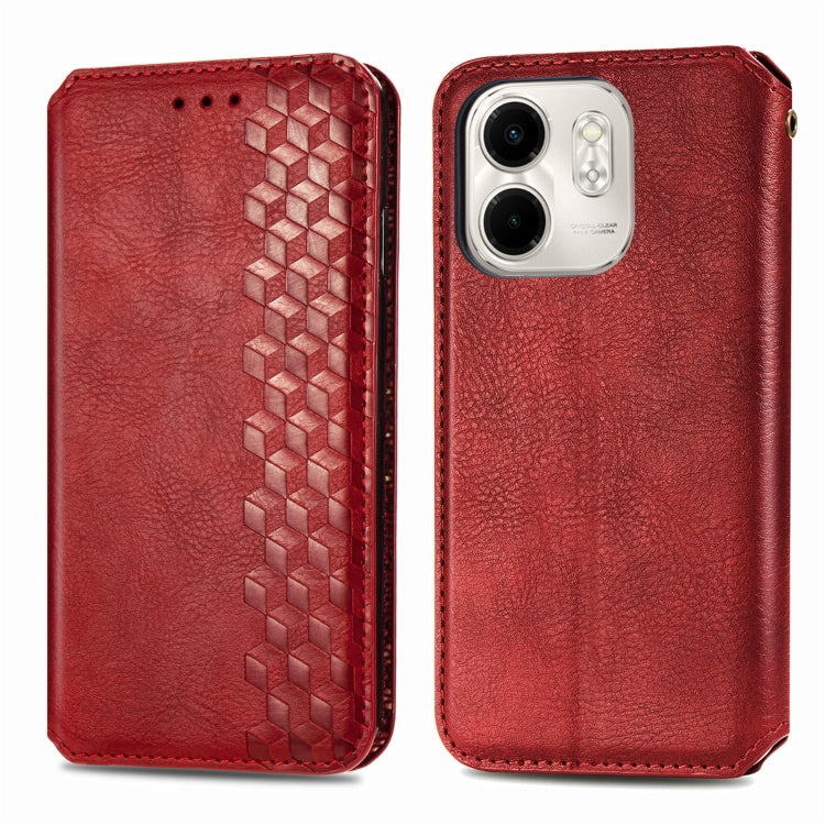 For Infinix Smart 9 Cubic Grid Pressed Magnetic Leather Phone Case