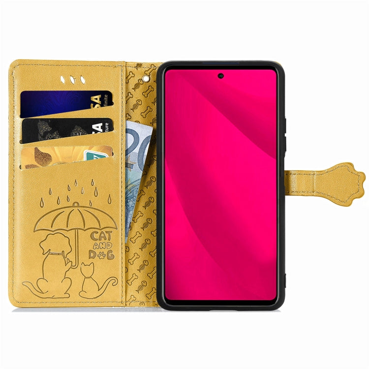 For Infinix Smart 9 Cat and Dog Embossed Leather Phone Case