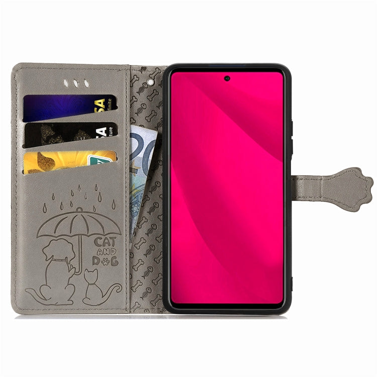 For Infinix Smart 9 Cat and Dog Embossed Leather Phone Case