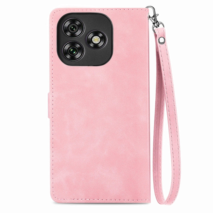 For Oukitel C53 Embossed Flower Zipper Leather Phone Case