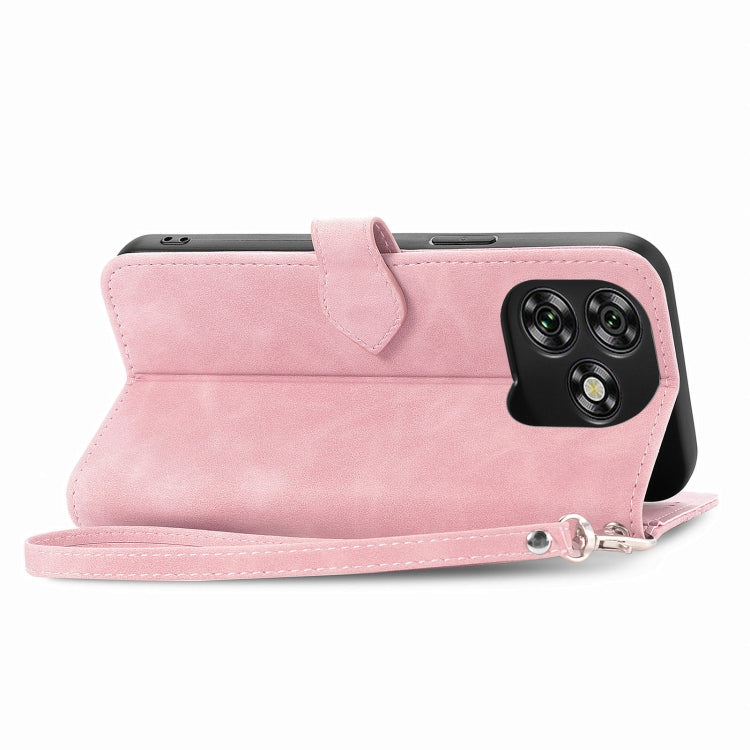 For Oukitel C53 Embossed Flower Zipper Leather Phone Case