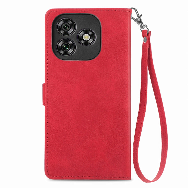 For Oukitel C53 Embossed Flower Zipper Leather Phone Case
