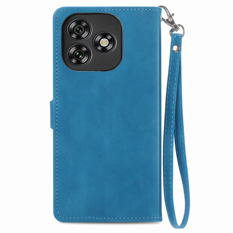 For Oukitel C53 Embossed Flower Zipper Leather Phone Case