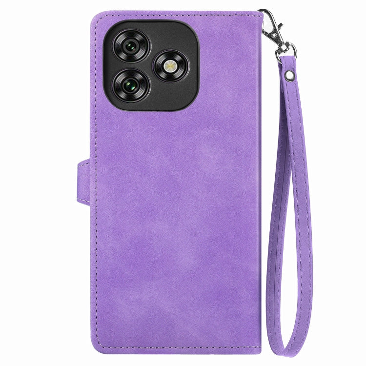 For Oukitel C53 Embossed Flower Zipper Leather Phone Case
