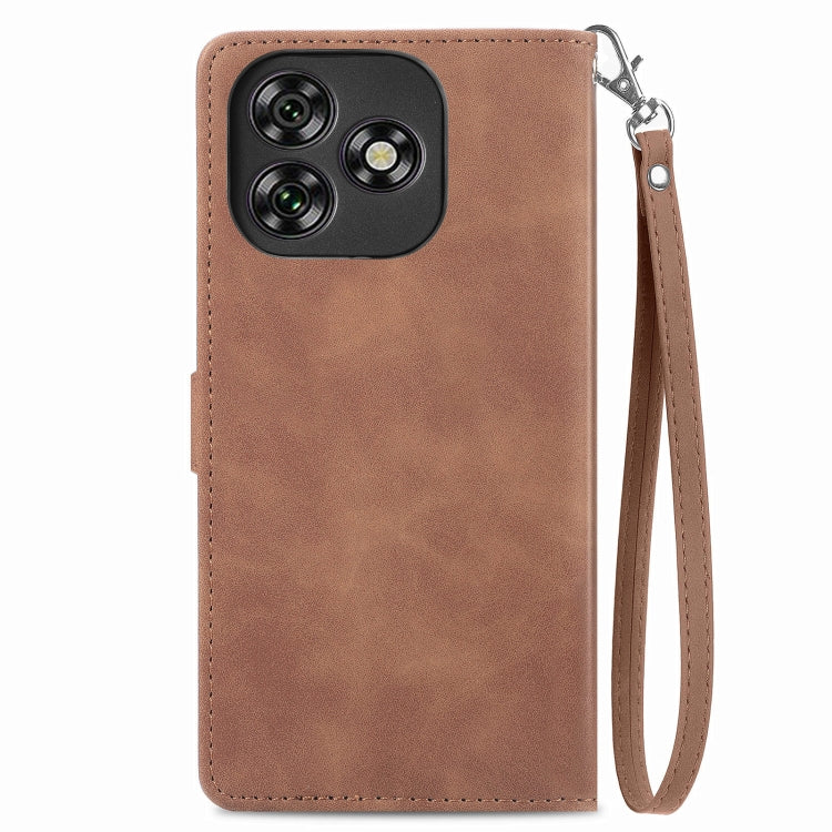 For Oukitel C53 Embossed Flower Zipper Leather Phone Case