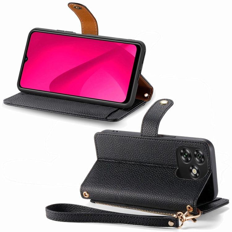 For Oukitel C53 Love Zipper Lanyard Leather Phone Case