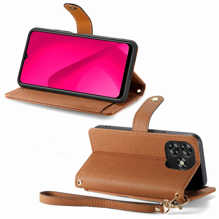 For Oukitel C53 Love Zipper Lanyard Leather Phone Case