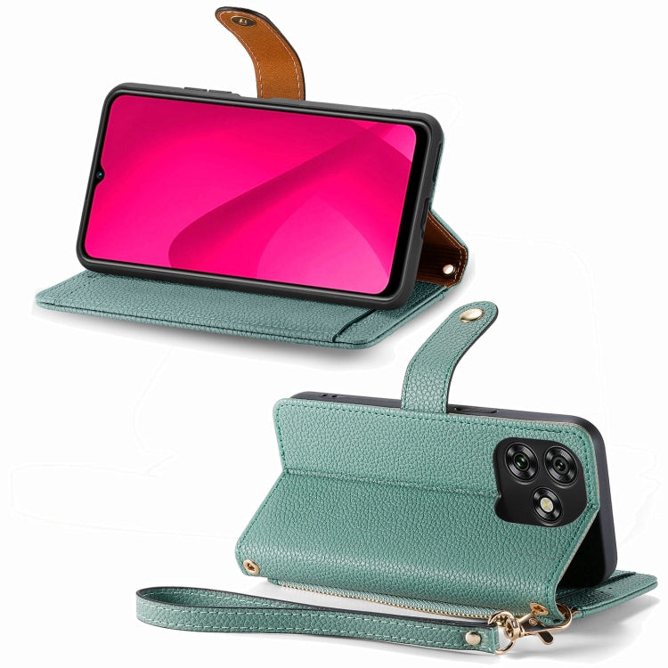 For Oukitel C53 Love Zipper Lanyard Leather Phone Case