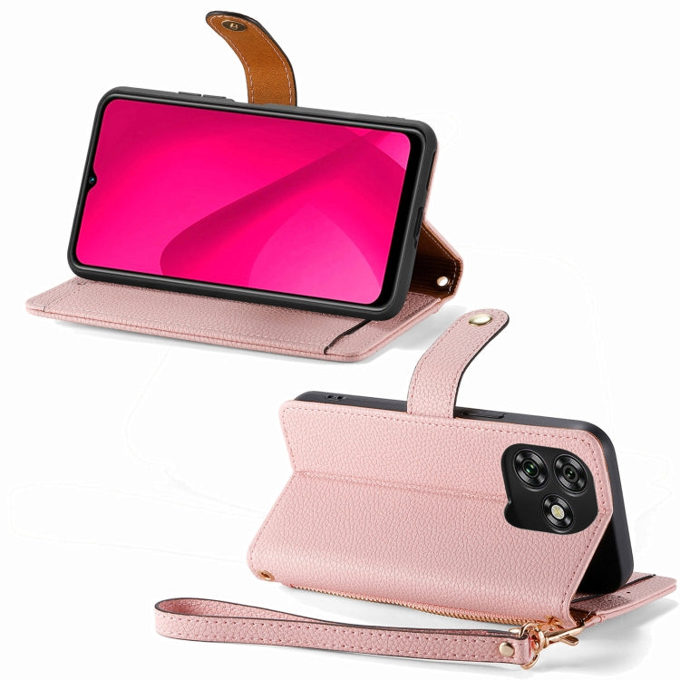 For Oukitel C53 Love Zipper Lanyard Leather Phone Case