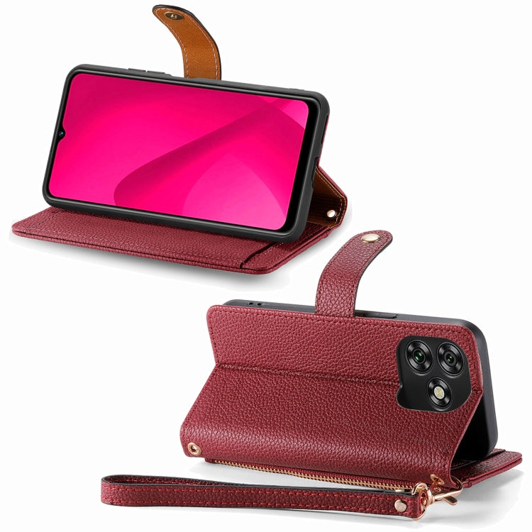 For Oukitel C53 Love Zipper Lanyard Leather Phone Case