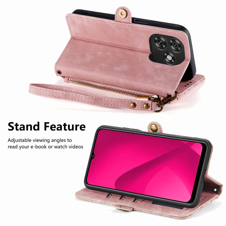 For Oukitel C53 Geometric Zipper Wallet Side Buckle Leather Phone Case