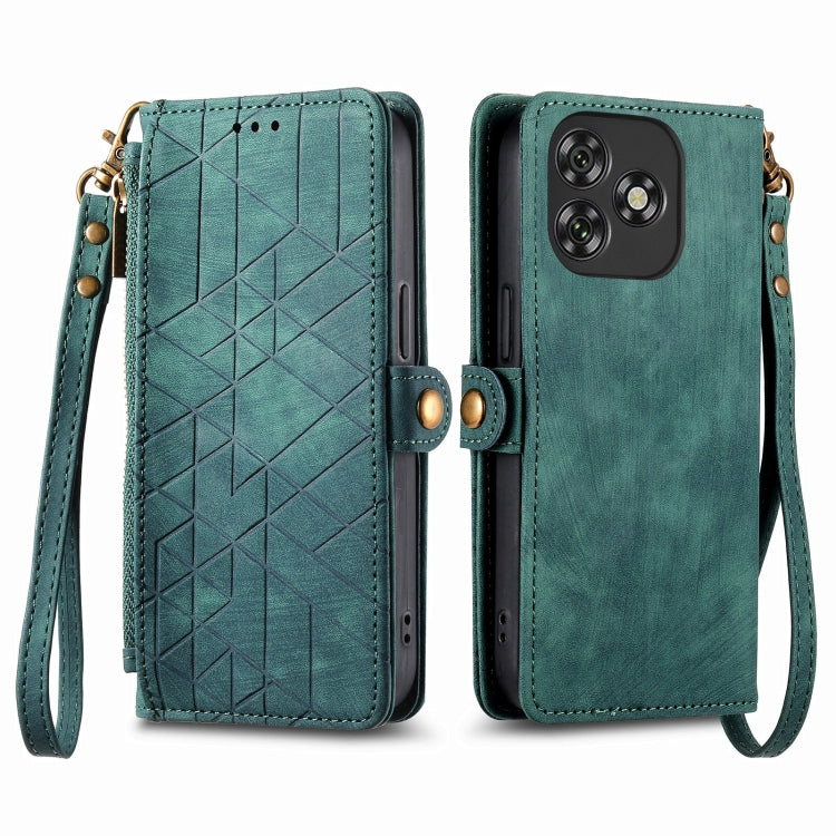 For Oukitel C53 Geometric Zipper Wallet Side Buckle Leather Phone Case