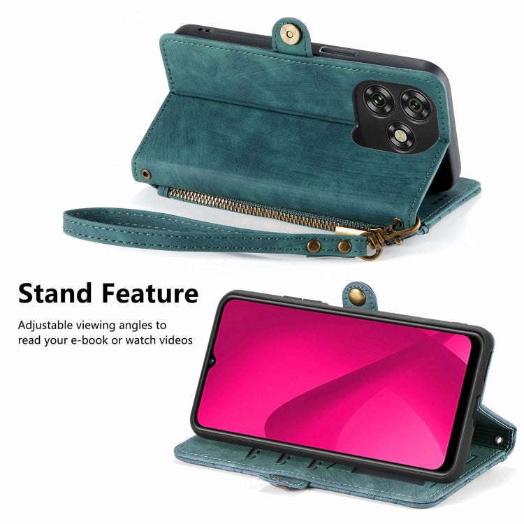 For Oukitel C53 Geometric Zipper Wallet Side Buckle Leather Phone Case
