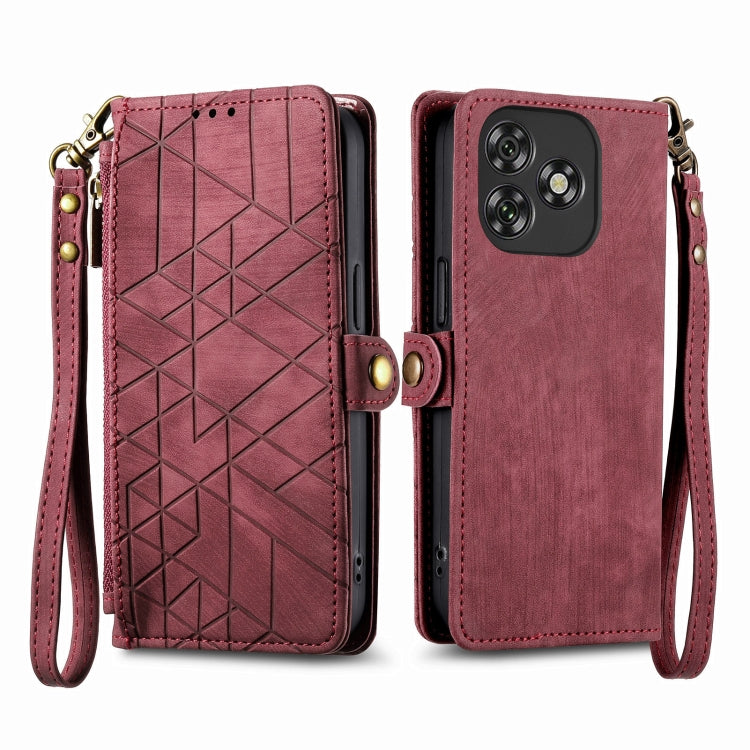 For Oukitel C53 Geometric Zipper Wallet Side Buckle Leather Phone Case