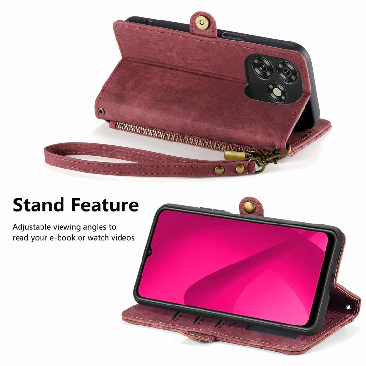 For Oukitel C53 Geometric Zipper Wallet Side Buckle Leather Phone Case