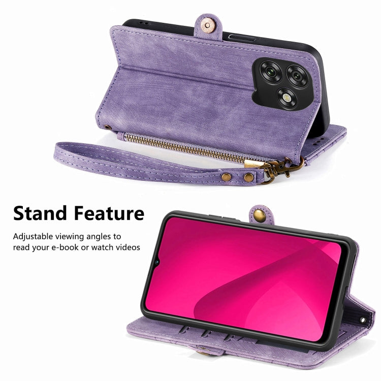 For Oukitel C53 Geometric Zipper Wallet Side Buckle Leather Phone Case