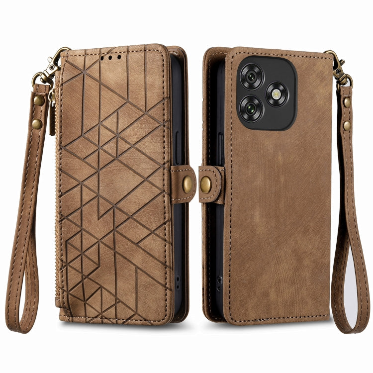 For Oukitel C53 Geometric Zipper Wallet Side Buckle Leather Phone Case