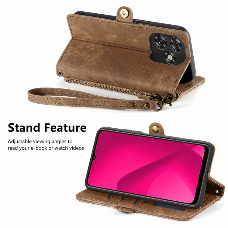 For Oukitel C53 Geometric Zipper Wallet Side Buckle Leather Phone Case
