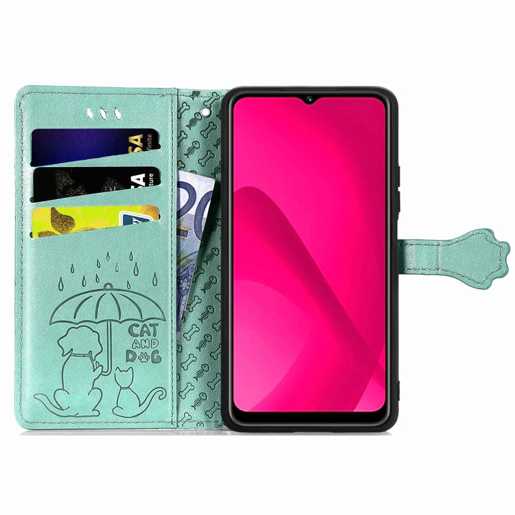For Oukitel C53 Cat and Dog Embossed Leather Phone Case