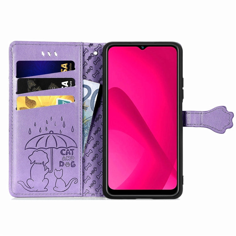 For Oukitel C53 Cat and Dog Embossed Leather Phone Case
