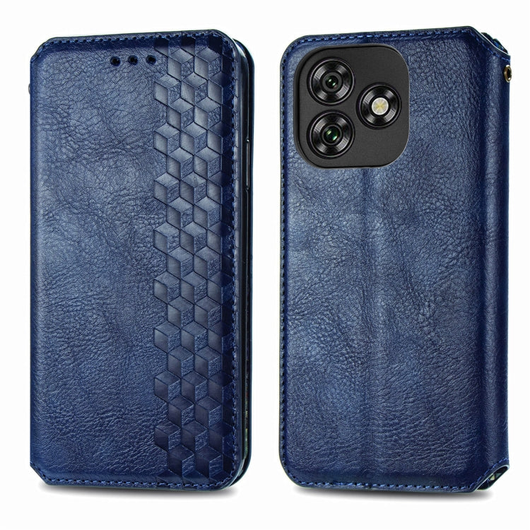 For Oukitel C53 Cubic Grid Pressed Magnetic Leather Phone Case