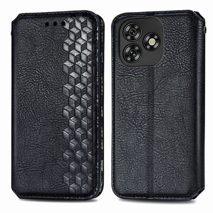 For Oukitel C53 Cubic Grid Pressed Magnetic Leather Phone Case
