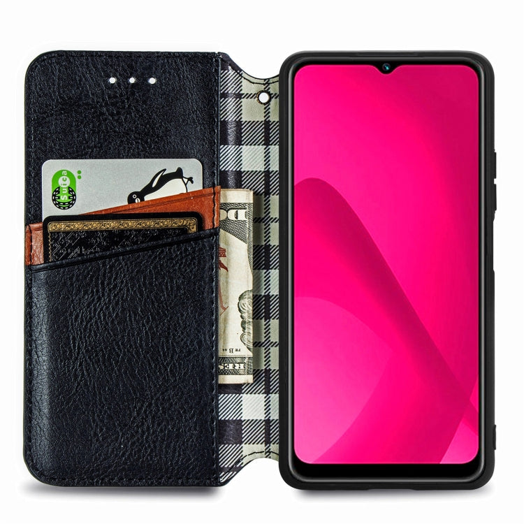 For Oukitel C53 Cubic Grid Pressed Magnetic Leather Phone Case
