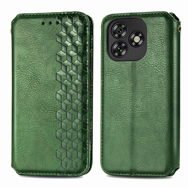 For Oukitel C53 Cubic Grid Pressed Magnetic Leather Phone Case