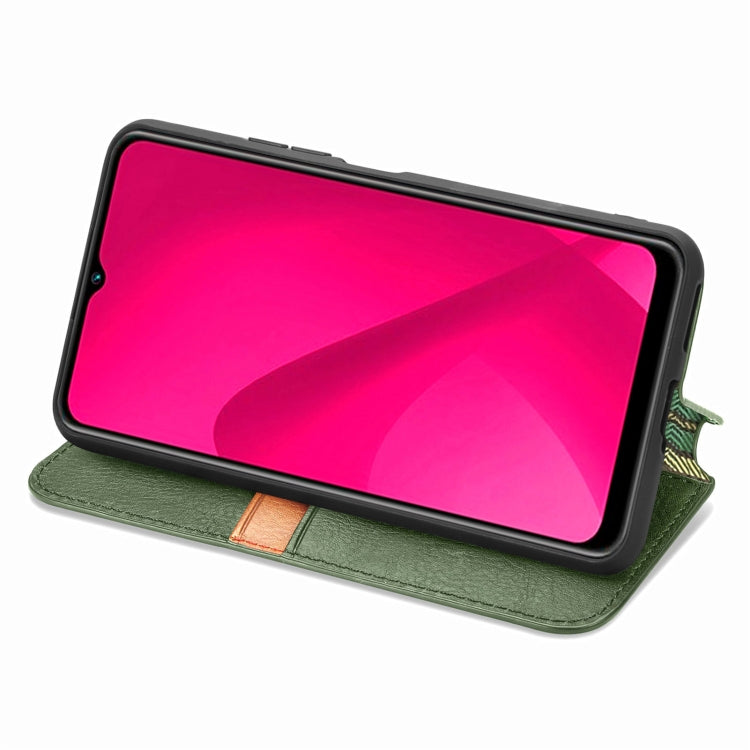 For Oukitel C53 Cubic Grid Pressed Magnetic Leather Phone Case