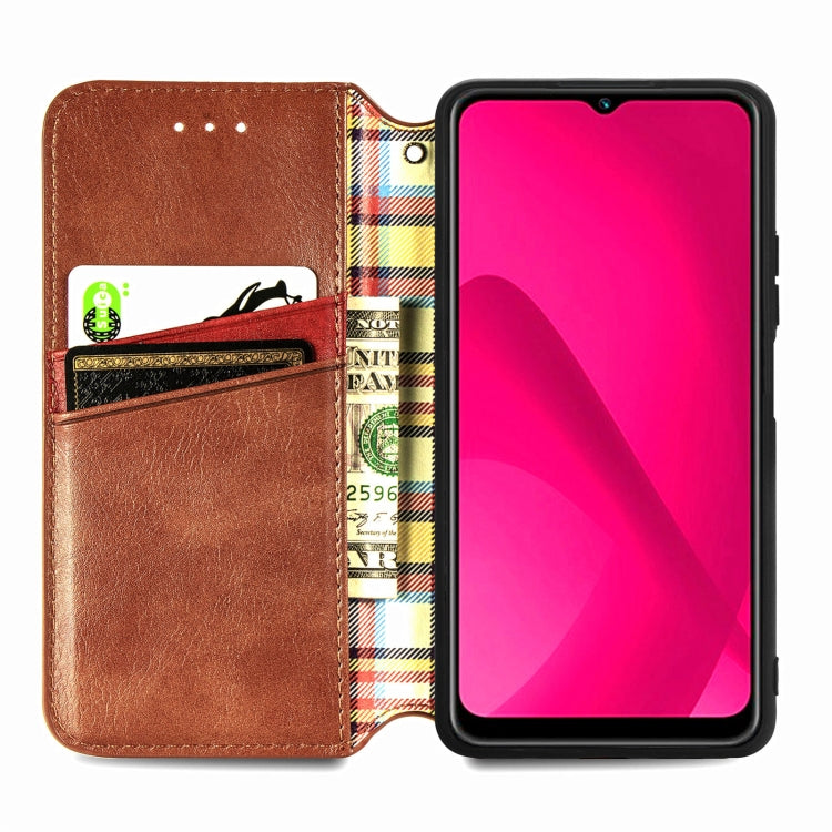 For Oukitel C53 Cubic Grid Pressed Magnetic Leather Phone Case