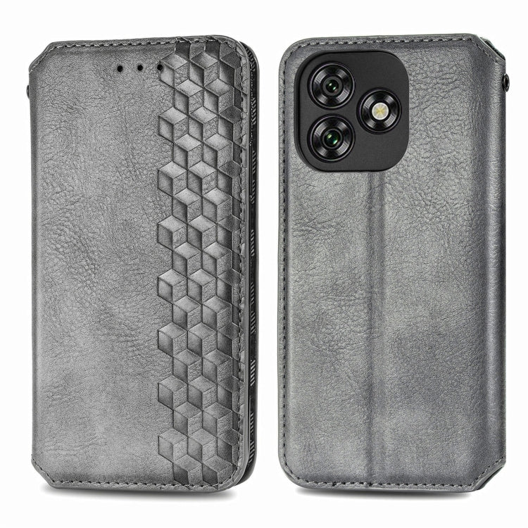 For Oukitel C53 Cubic Grid Pressed Magnetic Leather Phone Case