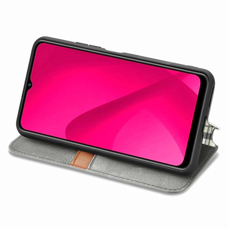 For Oukitel C53 Cubic Grid Pressed Magnetic Leather Phone Case