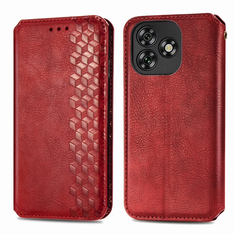 For Oukitel C53 Cubic Grid Pressed Magnetic Leather Phone Case