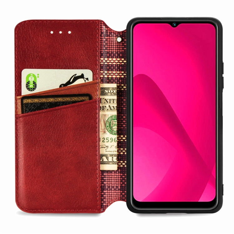 For Oukitel C53 Cubic Grid Pressed Magnetic Leather Phone Case