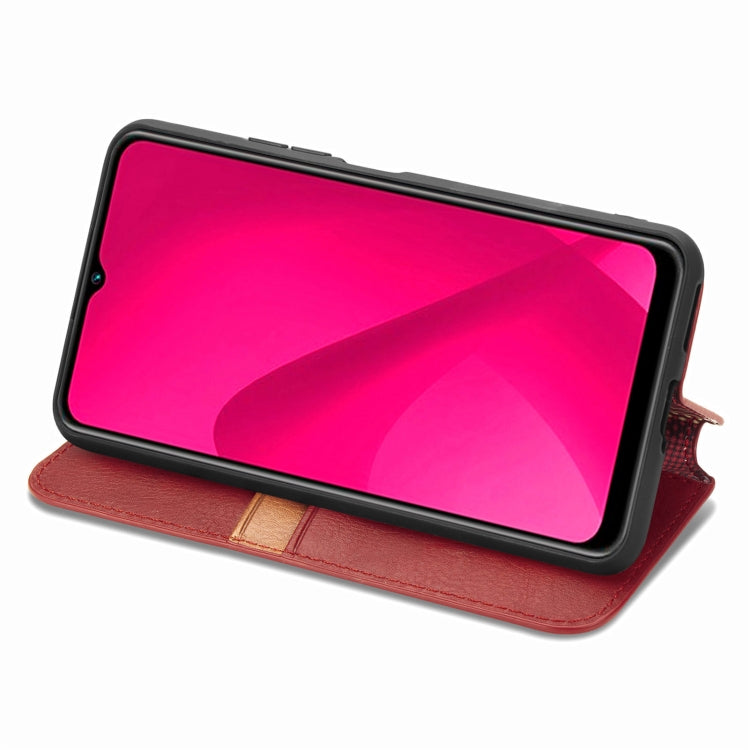 For Oukitel C53 Cubic Grid Pressed Magnetic Leather Phone Case