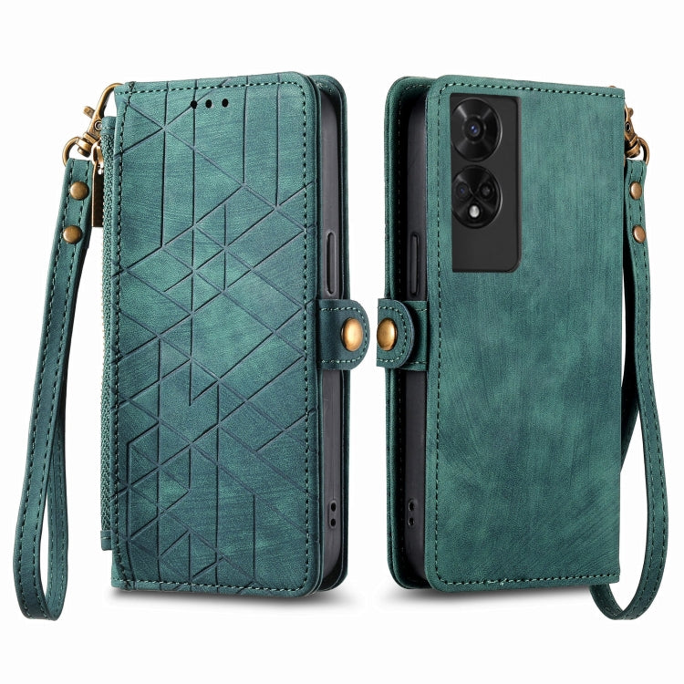 For TCL 50 5G Geometric Zipper Wallet Side Buckle Leather Phone Case