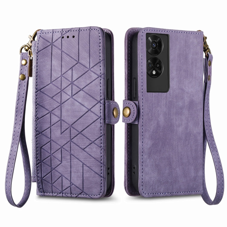 For TCL 50 5G Geometric Zipper Wallet Side Buckle Leather Phone Case
