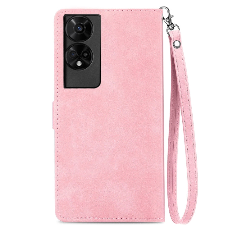For TCL 50 5G Embossed Flower Zipper Leather Phone Case