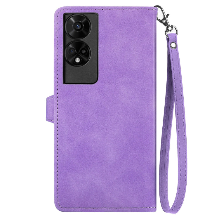 For TCL 50 5G Embossed Flower Zipper Leather Phone Case