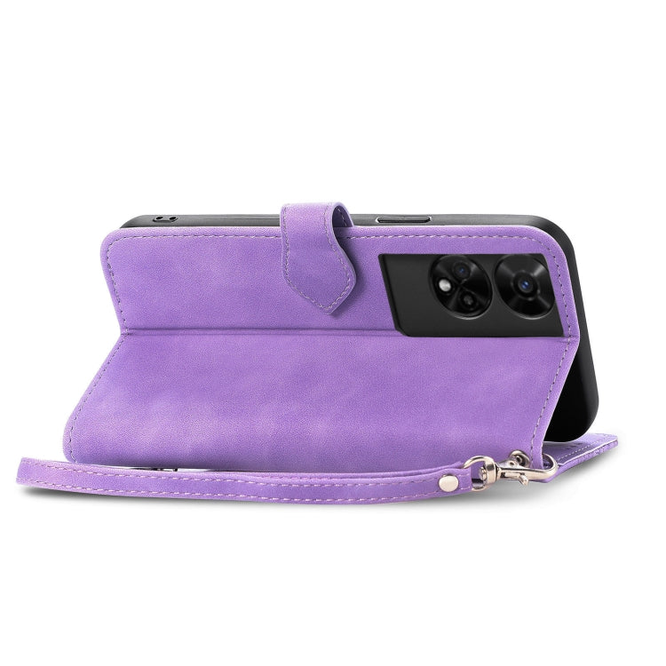 For TCL 50 5G Embossed Flower Zipper Leather Phone Case
