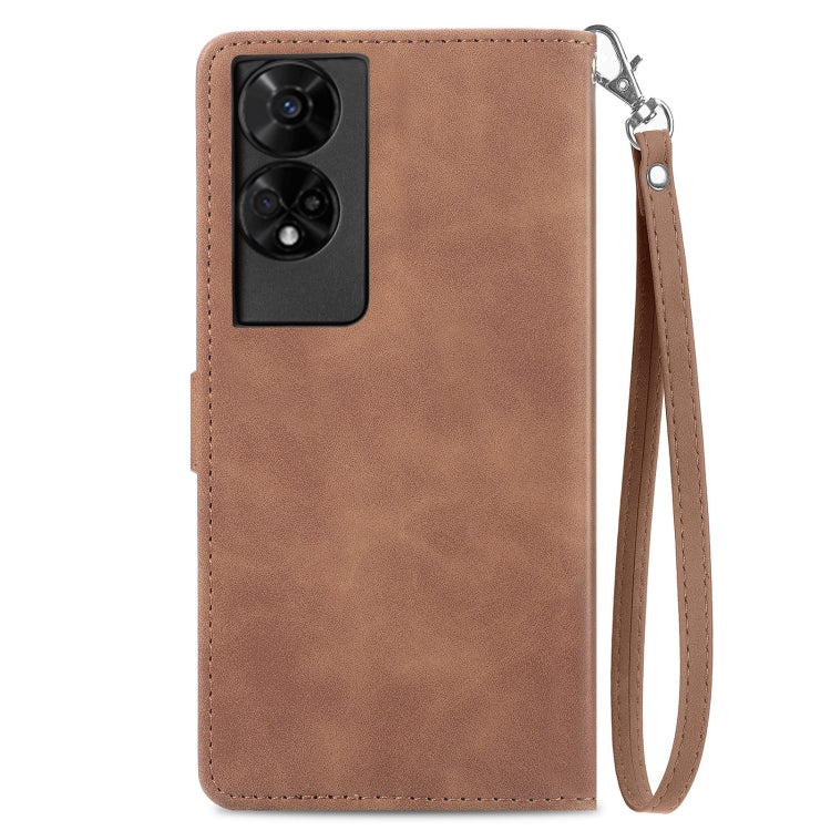 For TCL 50 5G Embossed Flower Zipper Leather Phone Case