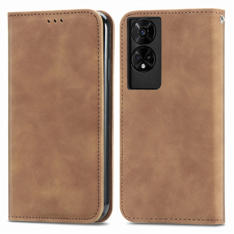 For TCL 50 5G Retro Skin Feel Magnetic Flip Leather Phone Case