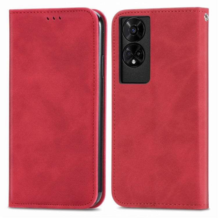 For TCL 50 5G Retro Skin Feel Magnetic Flip Leather Phone Case