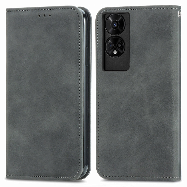 For TCL 50 5G Retro Skin Feel Magnetic Flip Leather Phone Case